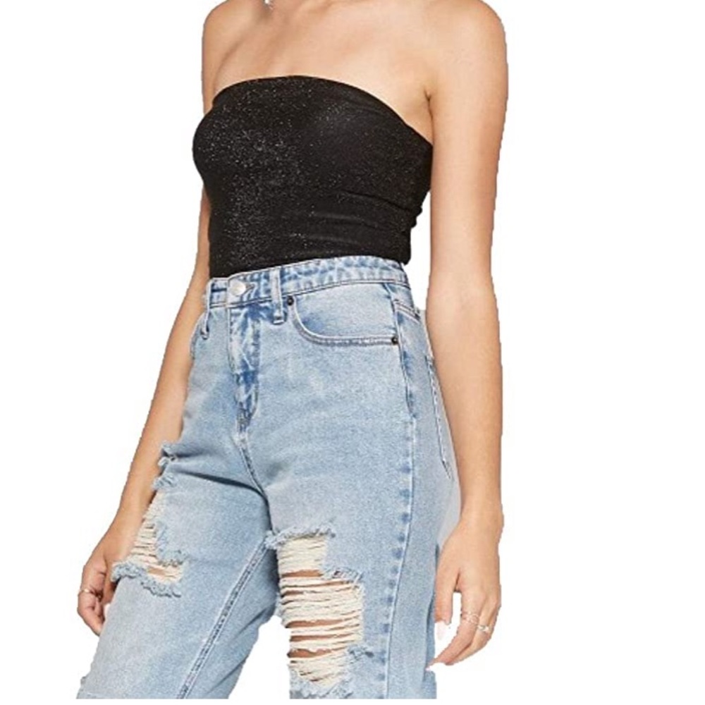 black glitter tube top